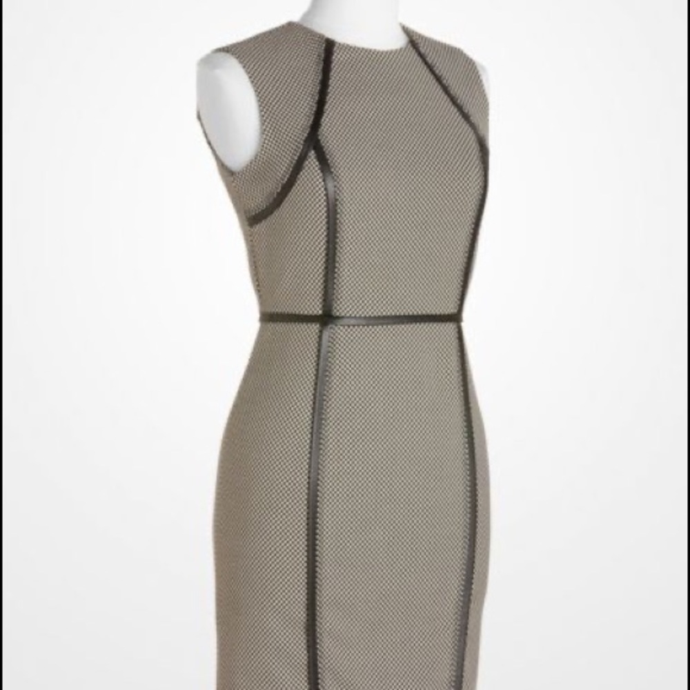 Calvin Klein black checkered tailored dress